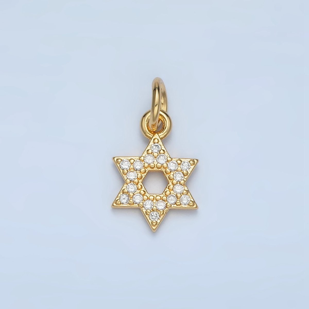 24K Gold Filled Mini Micro Paved CZ Jewish Star of David Charm | W187 - DLUXCA