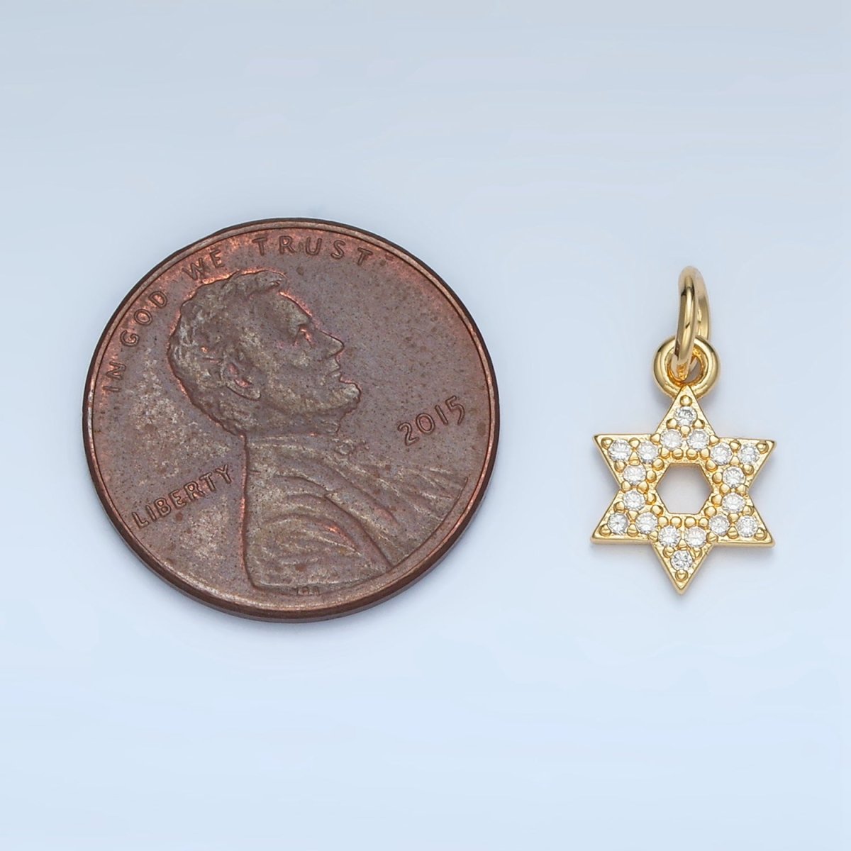 24K Gold Filled Mini Micro Paved CZ Jewish Star of David Charm | W187 - DLUXCA