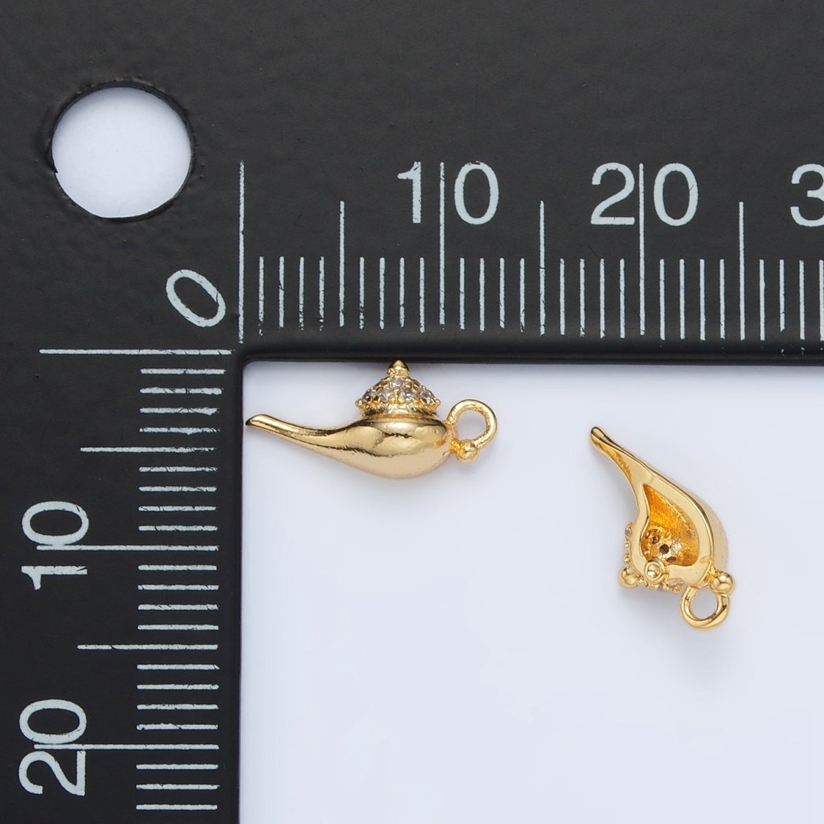 24K Gold Filled Mini Micro Paved Genie Cup Lamp Charm | AC163 - DLUXCA