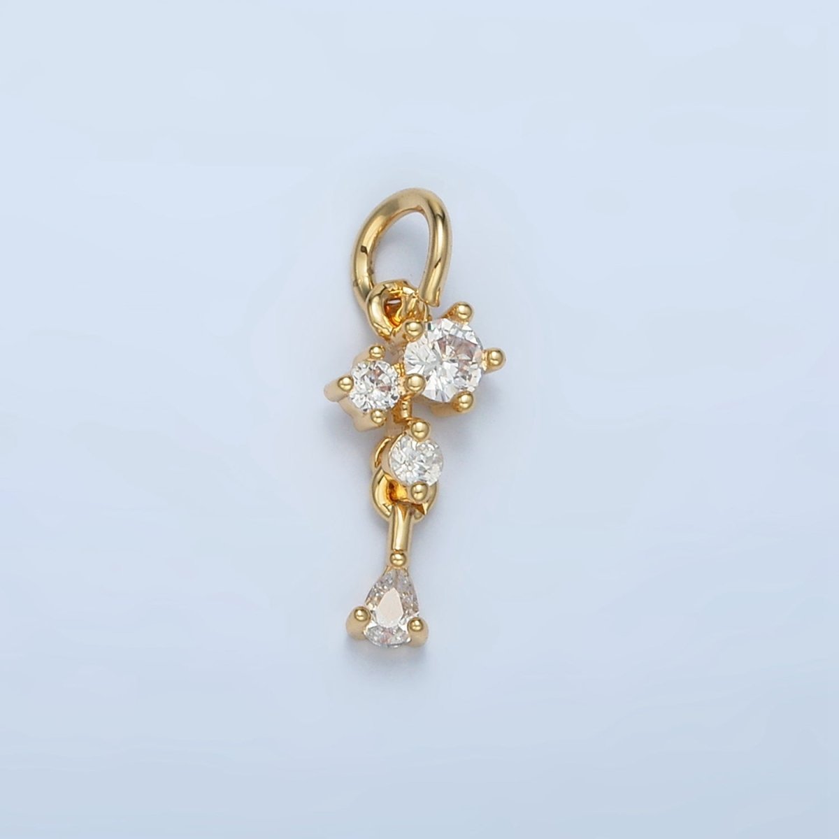 24K Gold Filled Mini Multiple Clear CZ Teardrop Drop Charm | W027 - DLUXCA