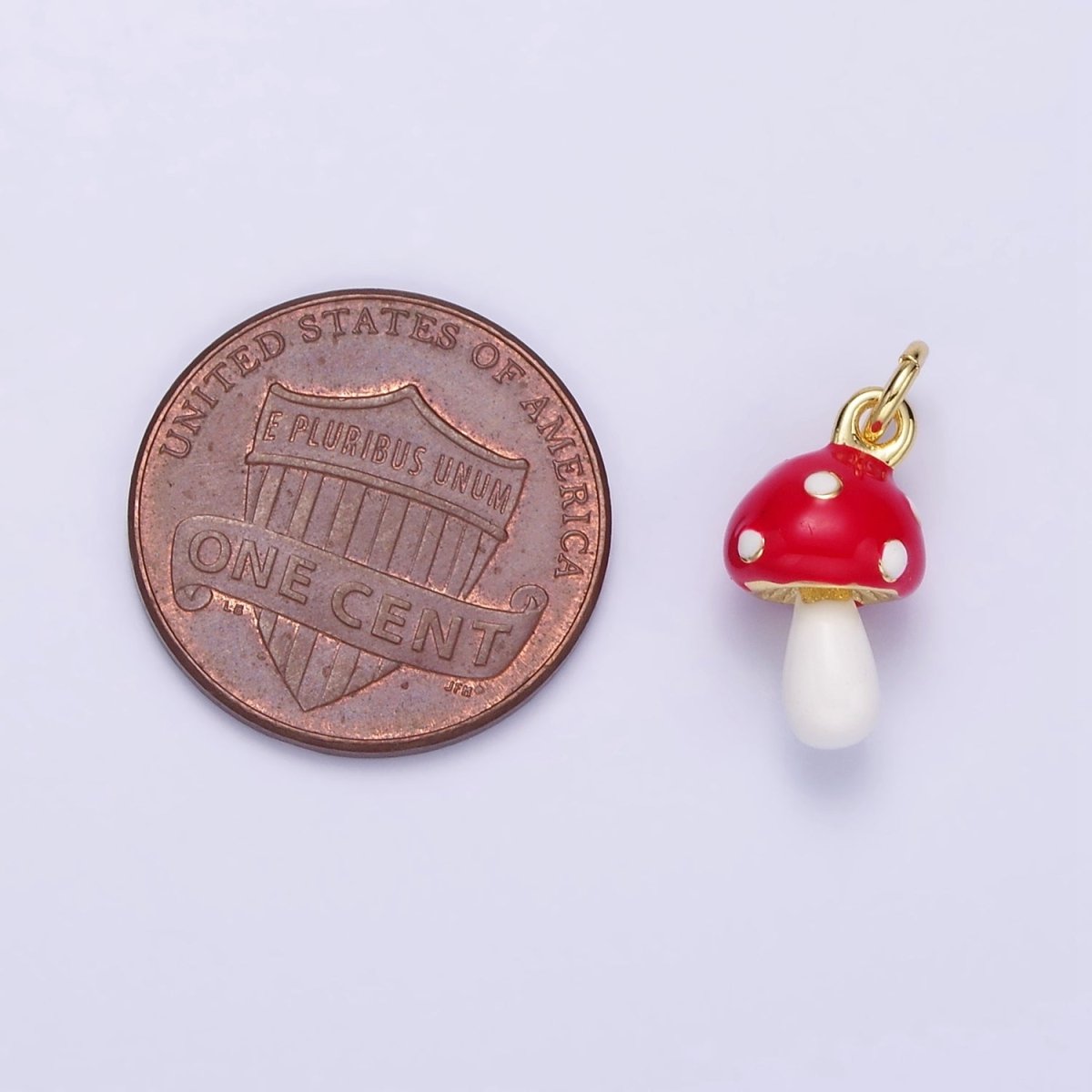 24K Gold Filled Mini Mushroom Enamel Charm | C745 - DLUXCA