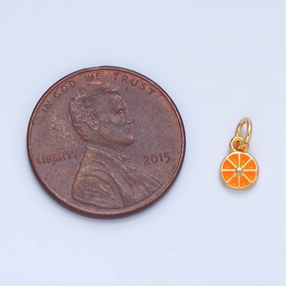 24K Gold Filled Mini Orange Fruit Slice Enamel Charm | X830 - DLUXCA