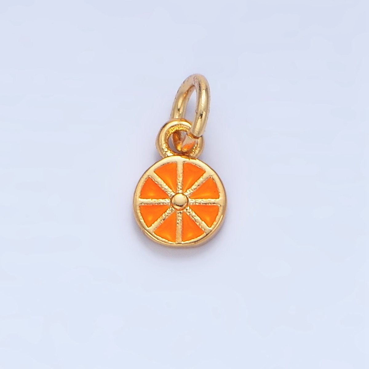 24K Gold Filled Mini Orange Fruit Slice Enamel Charm | X830 - DLUXCA