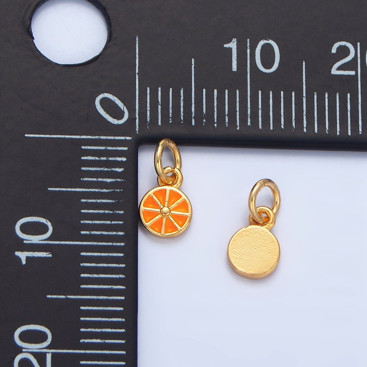 24K Gold Filled Mini Orange Fruit Slice Enamel Charm | X830 - DLUXCA