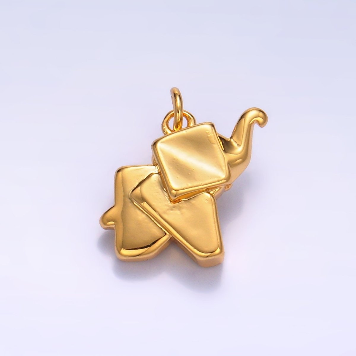 24K Gold Filled Mini Origami Elephant Animal 3D Multidimensional Charm in Gold & Silver | W245 - DLUXCA