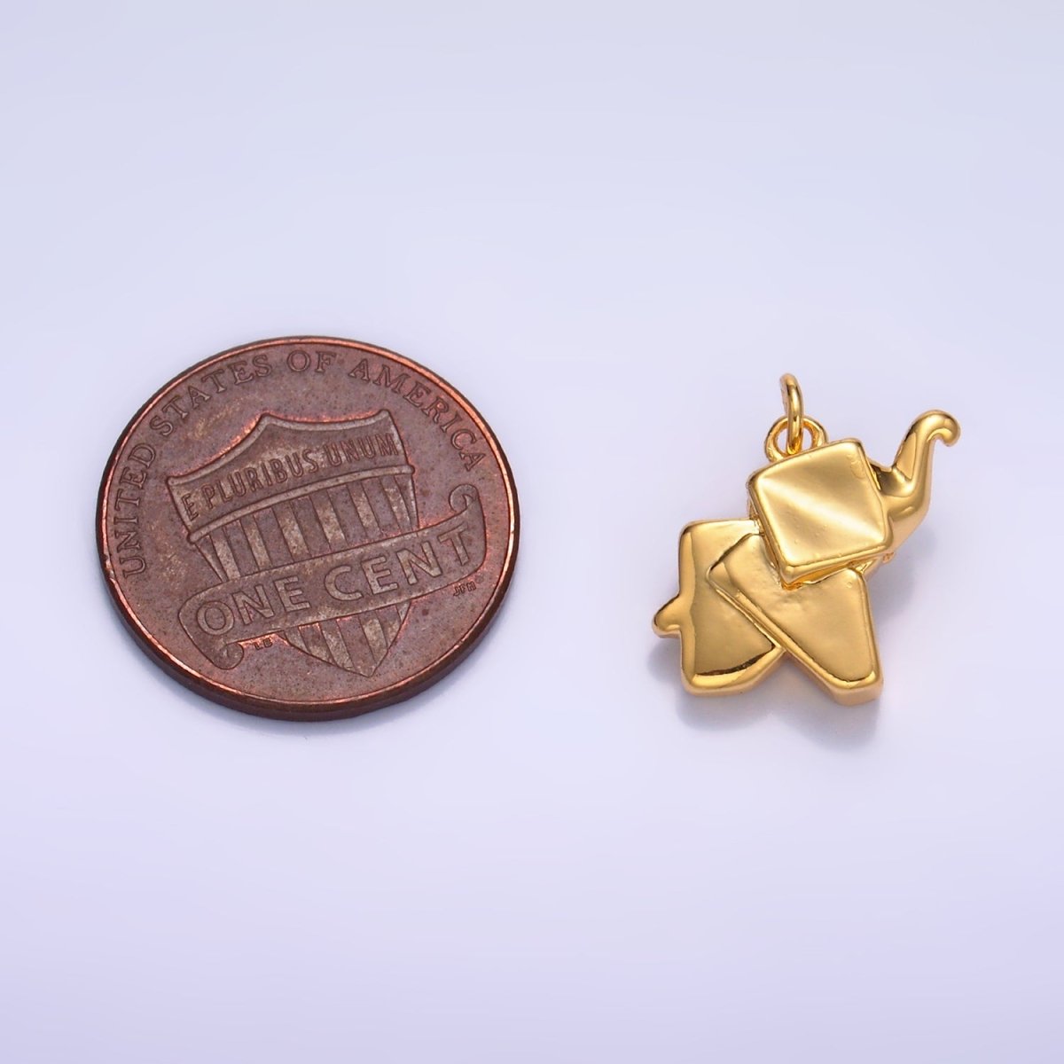 24K Gold Filled Mini Origami Elephant Animal 3D Multidimensional Charm in Gold & Silver | W245 - DLUXCA