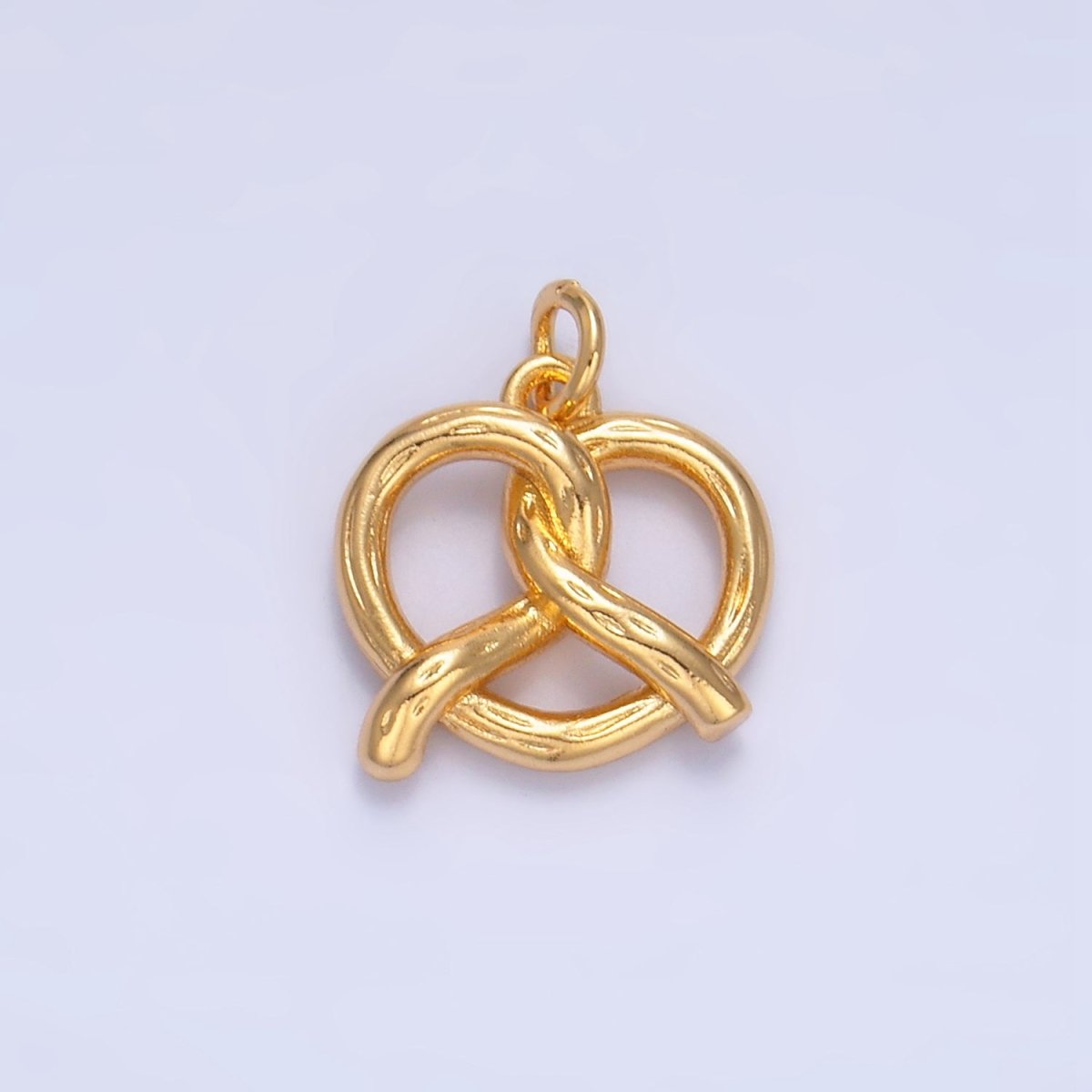 24K Gold Filled Mini Pretzel Pastry 3D Minimalist Charm in Gold & Silver | W105 - DLUXCA