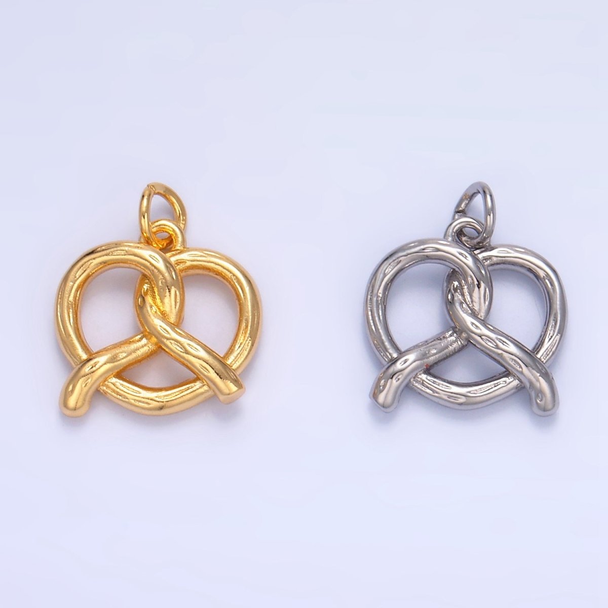 24K Gold Filled Mini Pretzel Pastry 3D Minimalist Charm in Gold & Silver | W105 - DLUXCA