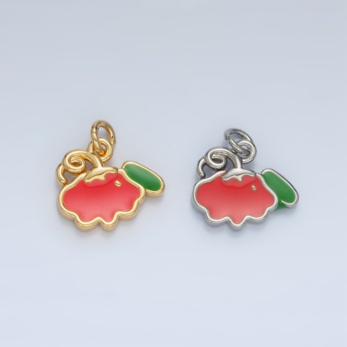 24K Gold Filled Mini Pumpkin Fruit Enamel Charm in Gold & Silver | N872 - DLUXCA