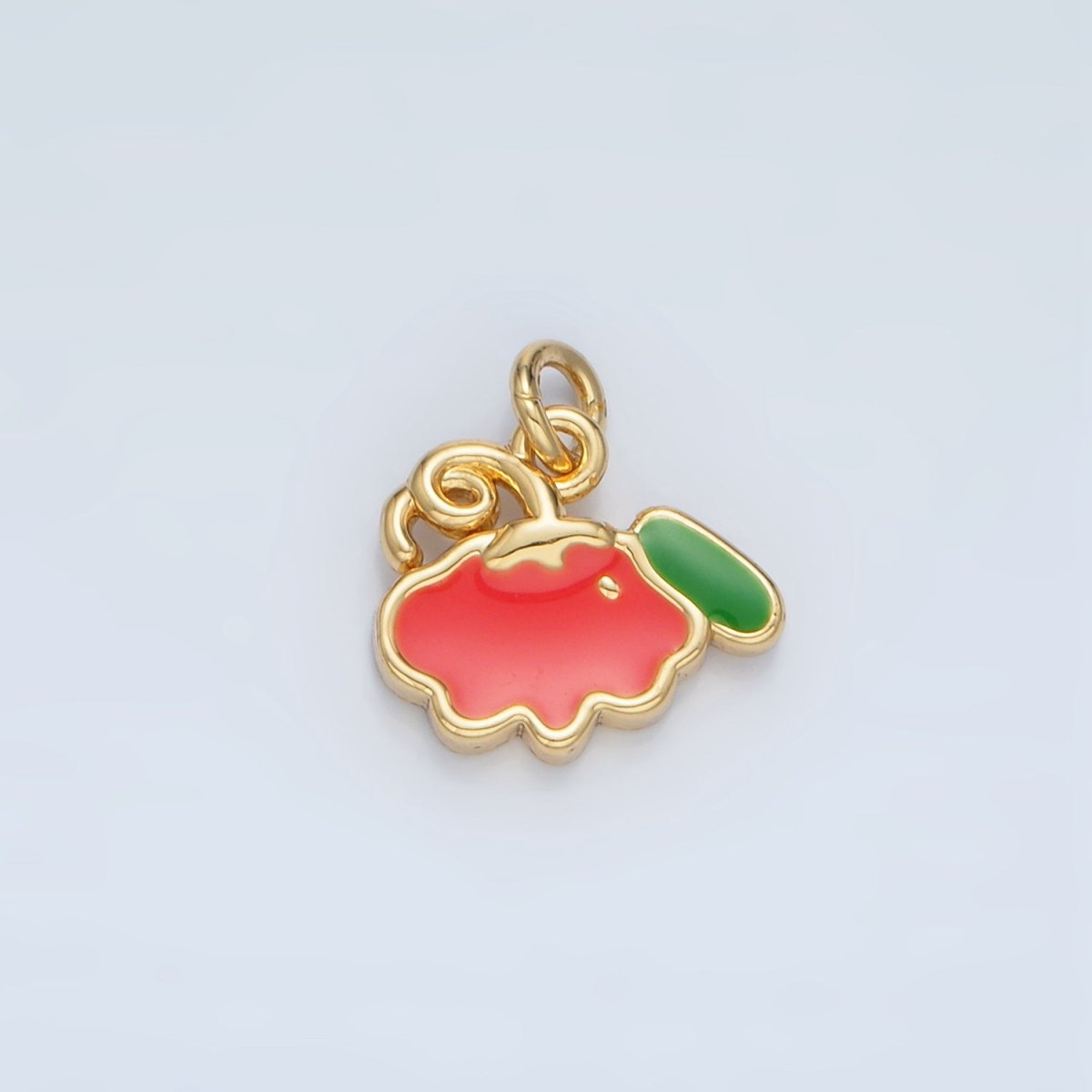 24K Gold Filled Mini Pumpkin Fruit Enamel Charm in Gold & Silver | N872 - DLUXCA