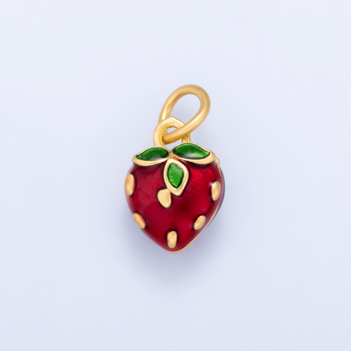 24K Gold Filled Mini Red Strawberry Fruit Enamel Charm | M223 - DLUXCA