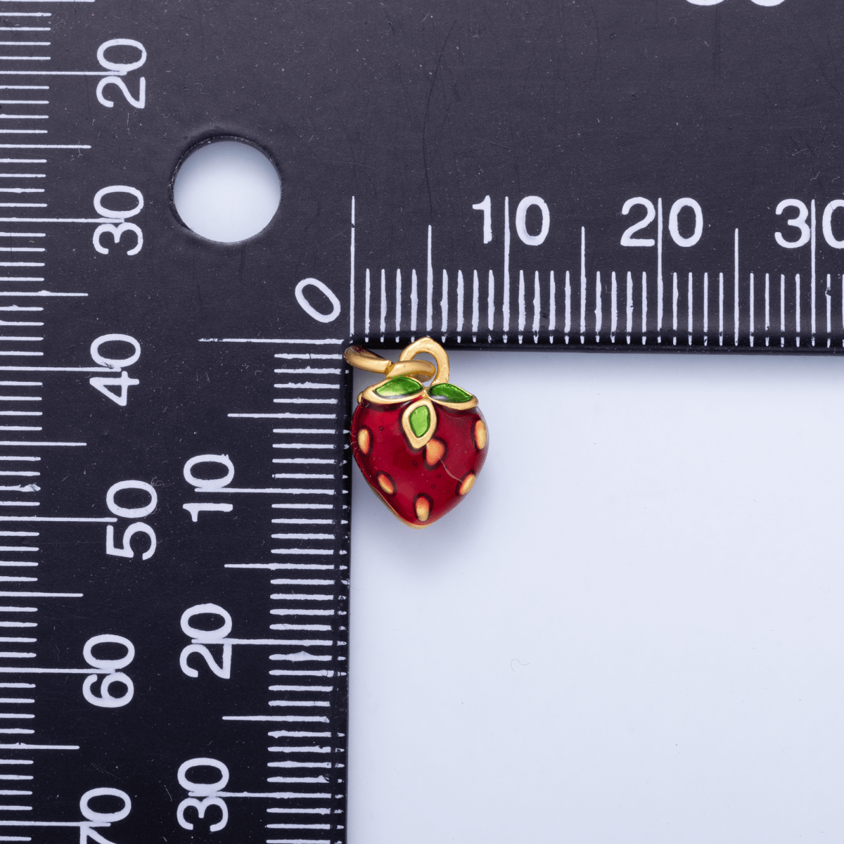 24K Gold Filled Mini Red Strawberry Fruit Enamel Charm | M223 - DLUXCA