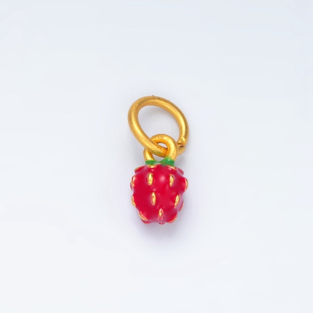 24K Gold Filled Mini Red Strawberry Fruit Enamel Charm | M264 - DLUXCA