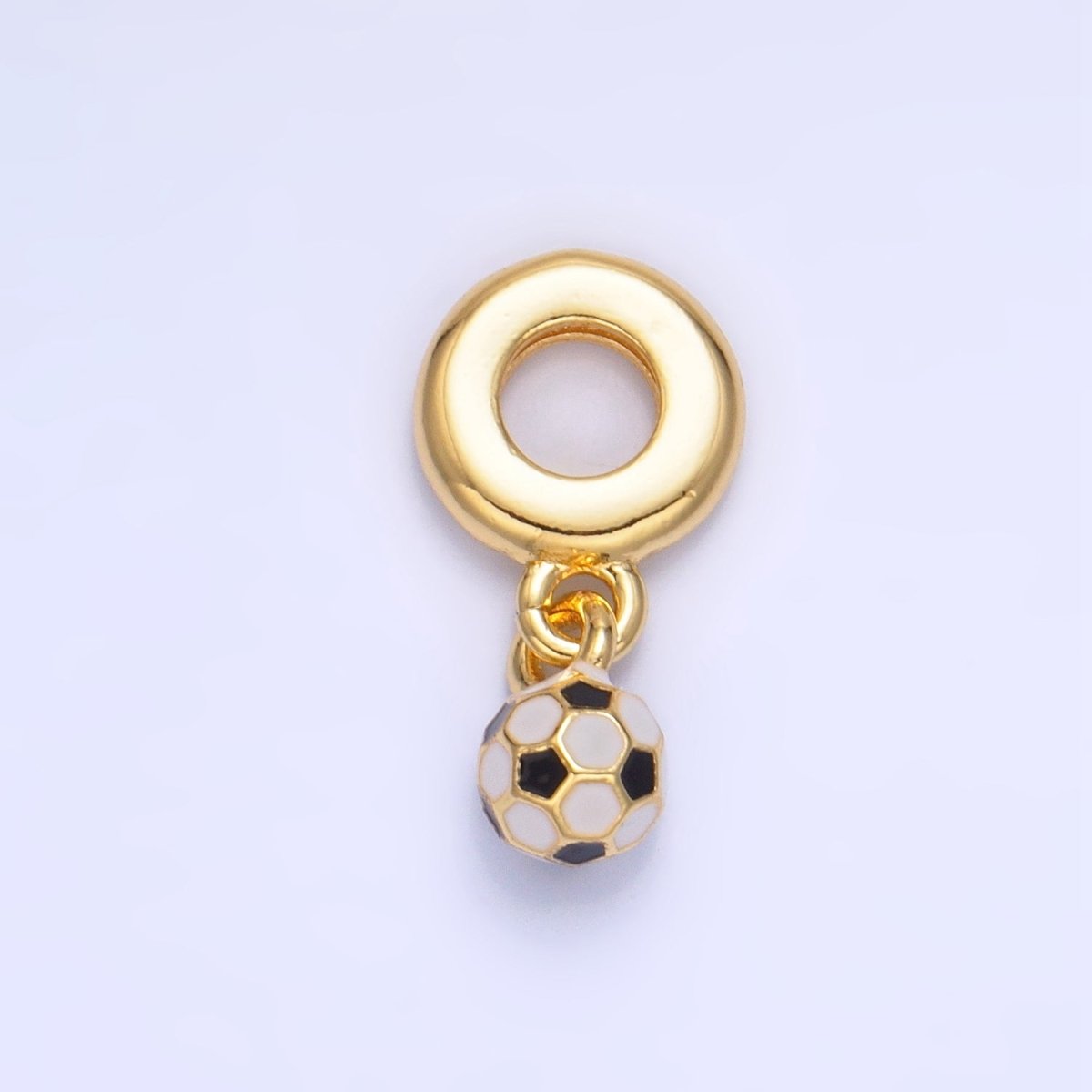 24K Gold Filled Mini Soccer Ball Enamel Rhondelle Drop Pendant | W001 - DLUXCA