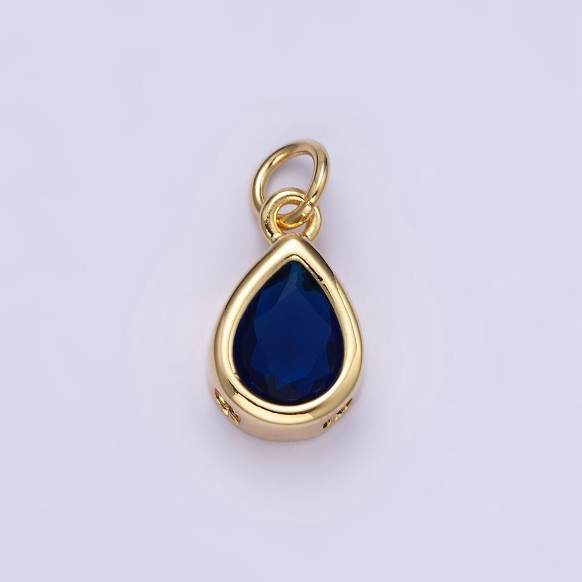 24k gold filled mini teardrop CZ stone pendant, add on pear - shaped charm mini crystal drop cz birthstone for necklace bracelet supply | N - DLUXCA
