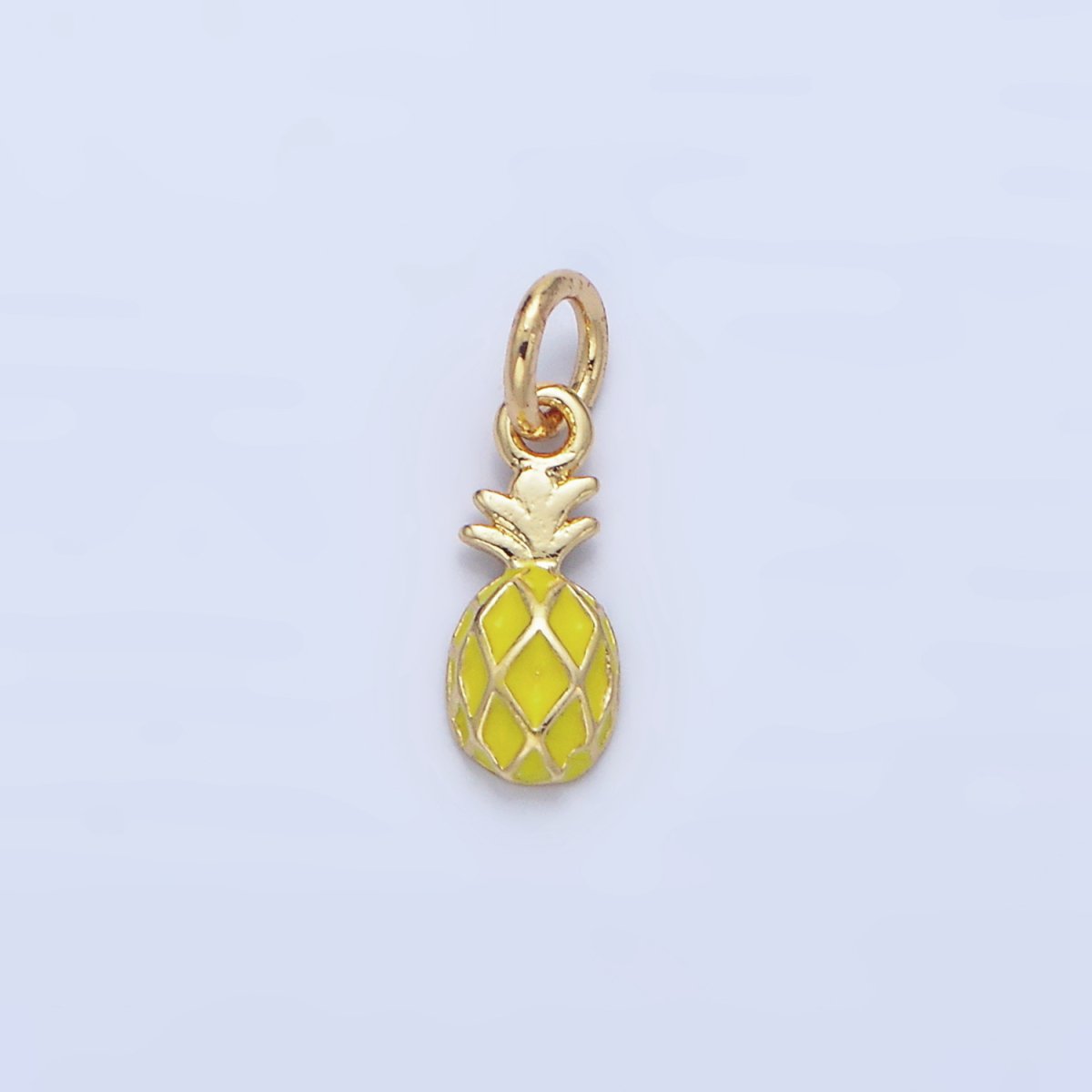 24K Gold Filled Mini Yellow Pineapple Fruit Enamel Charm | X831 - DLUXCA