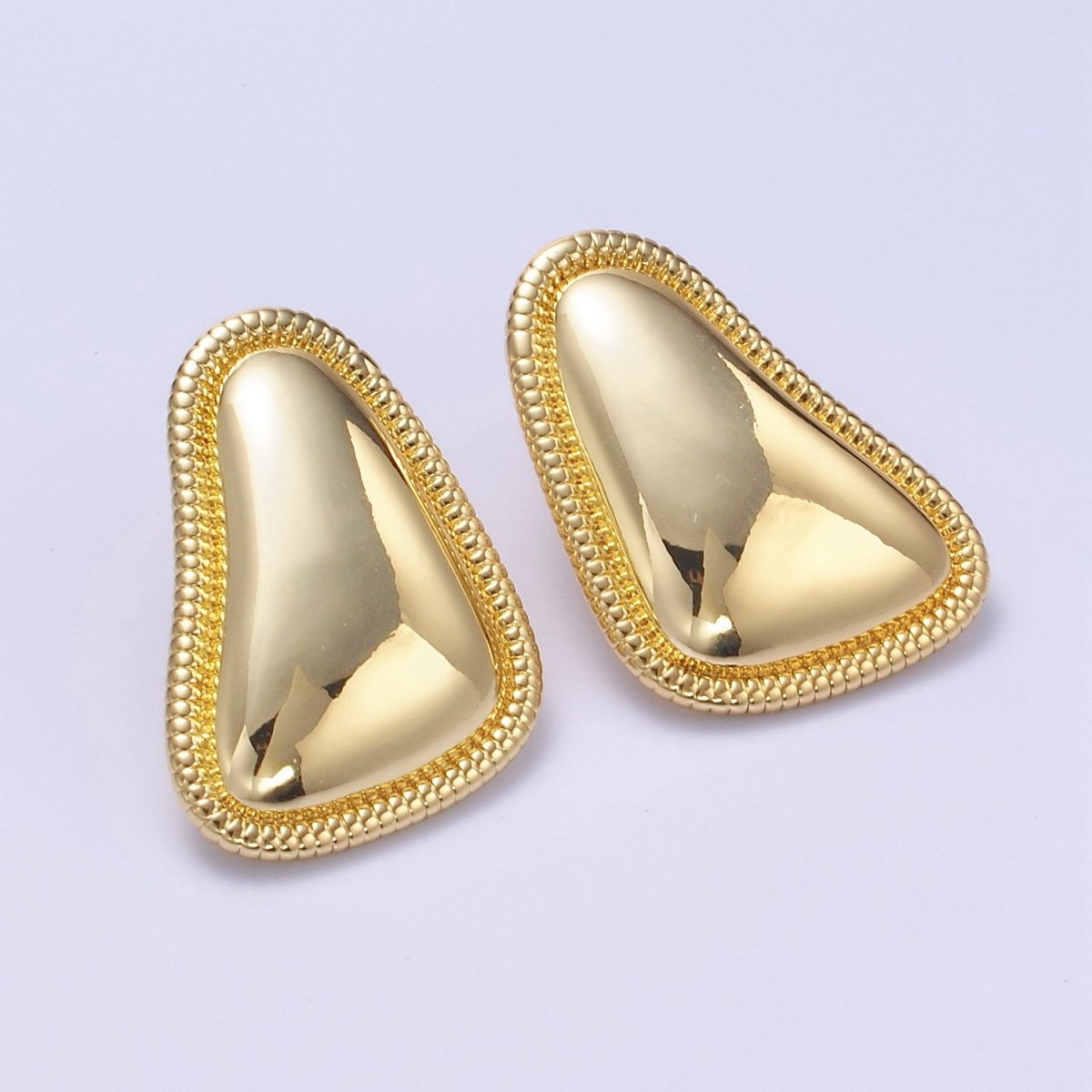 24K Gold Filled Minimalist Abstract Triangle Dotted Bezel Earrings Set in Gold & Silver | P359 - DLUXCA