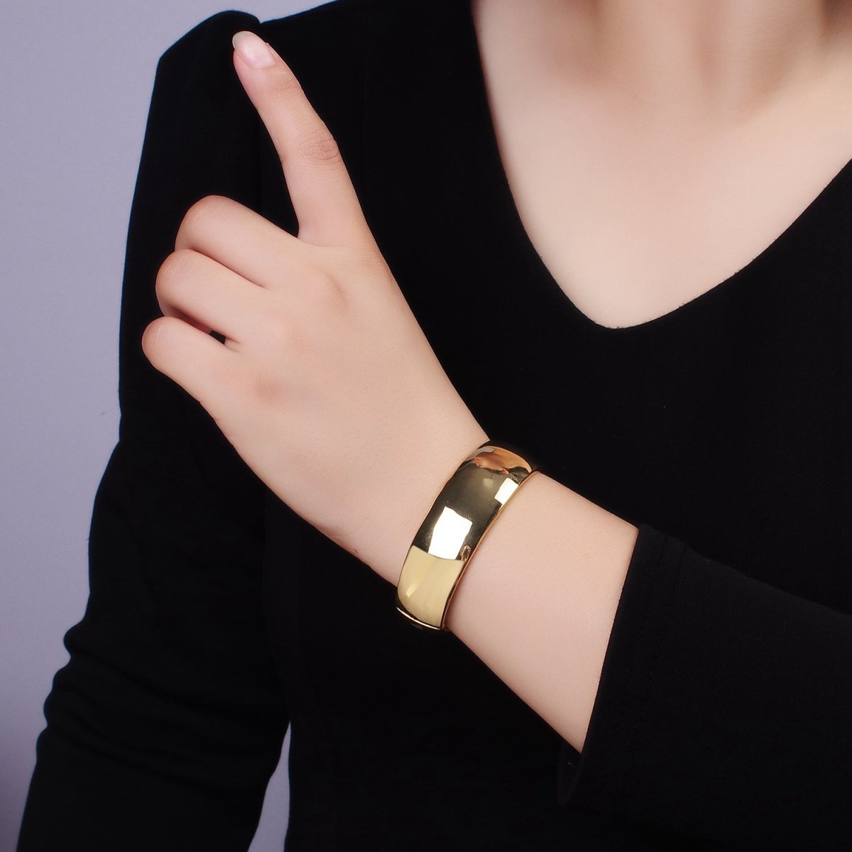 24K Gold Filled Minimalist Band Bangle Bracelet | WA - 2517 - DLUXCA