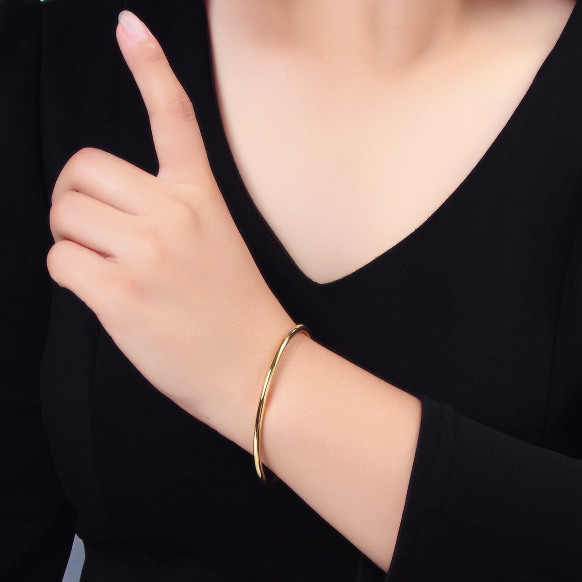 24K Gold Filled Minimalist Band Cuff Bangle Bracelet | WA - 2632 - DLUXCA