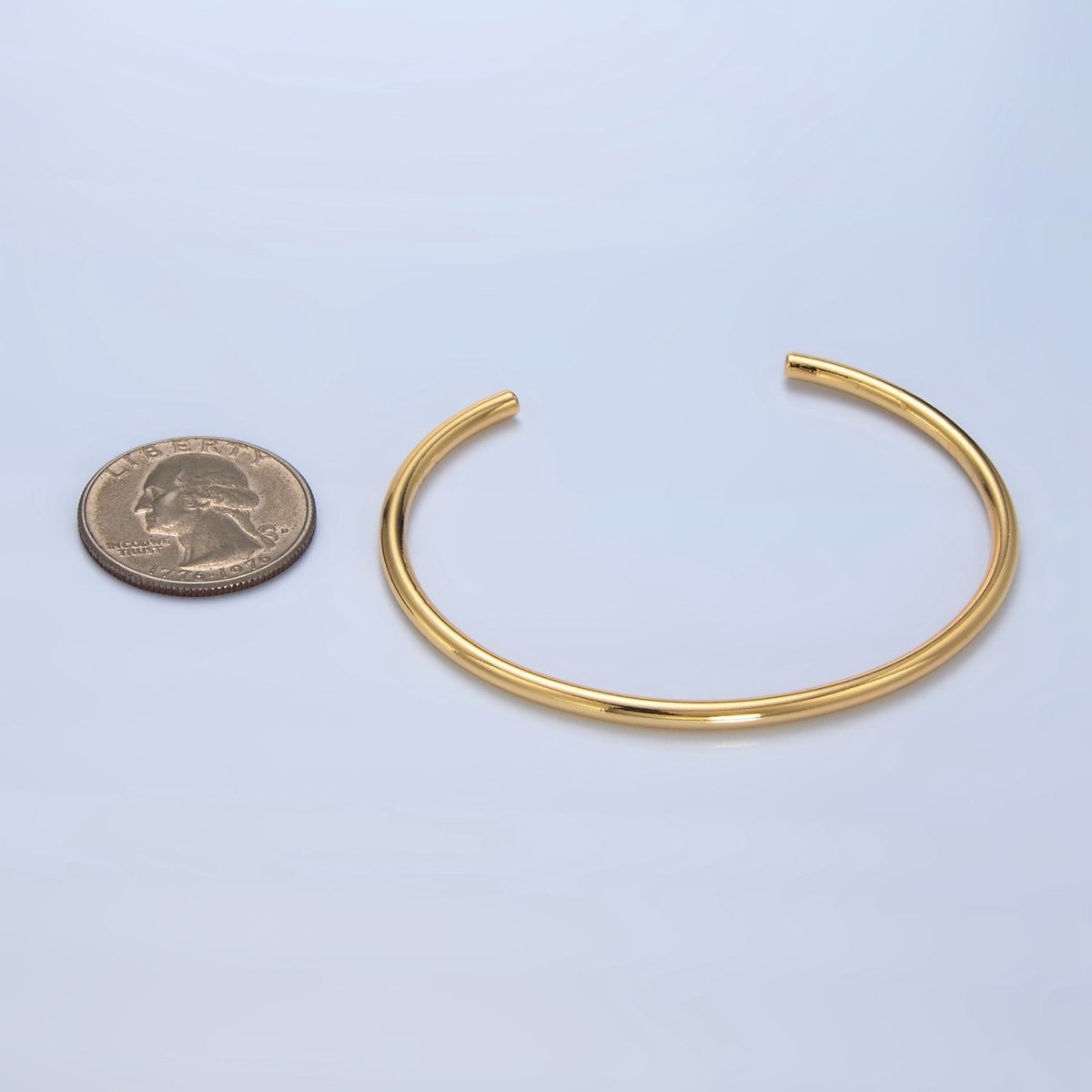 24K Gold Filled Minimalist Band Cuff Bangle Bracelet | WA - 2632 - DLUXCA