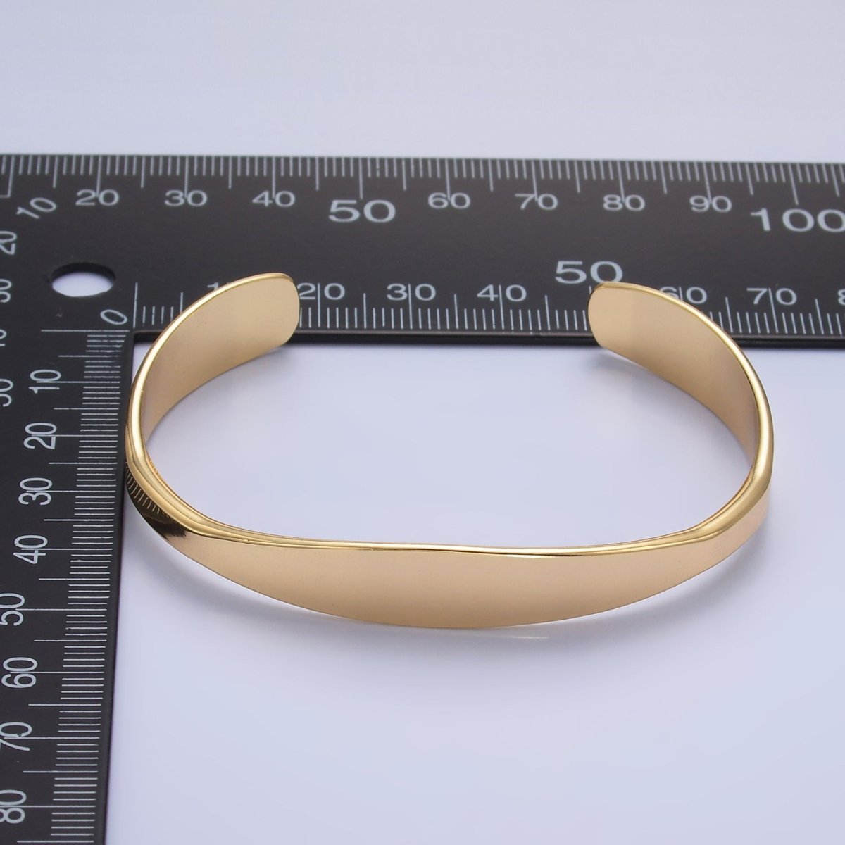 24K Gold Filled Minimalist Band Cuff Bracelet | WA - 2663 - DLUXCA