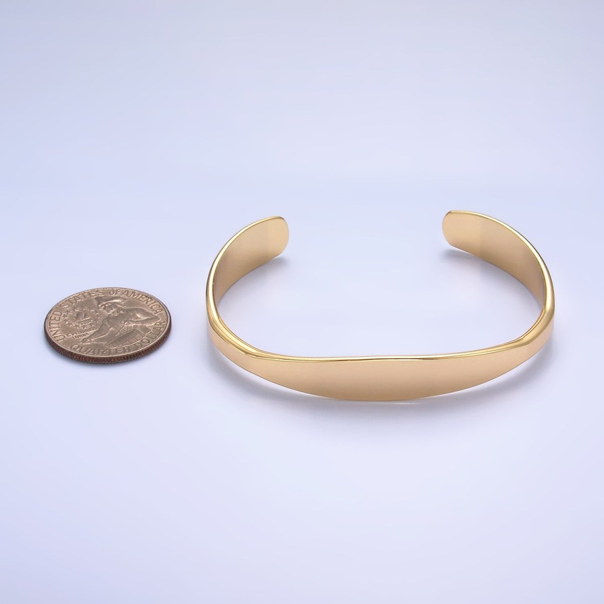 24K Gold Filled Minimalist Band Cuff Bracelet | WA - 2663 - DLUXCA