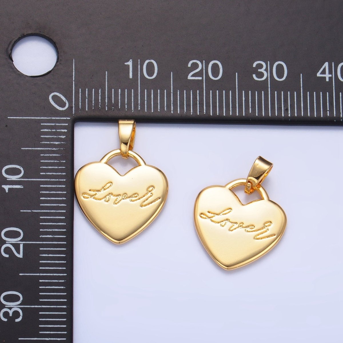 24K Gold Filled Minimalist Cursive "Lover" Scripted Heart Pendant | AA - 1005 - DLUXCA