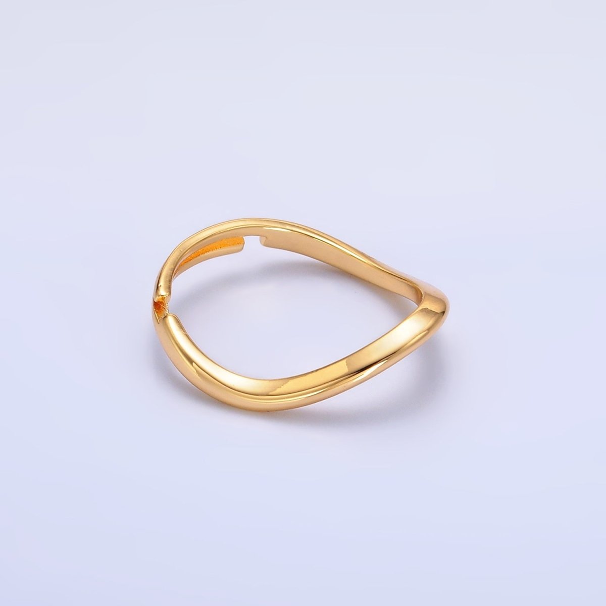 24K Gold Filled Minimalist Curved Chevron Ring | U432 - DLUXCA