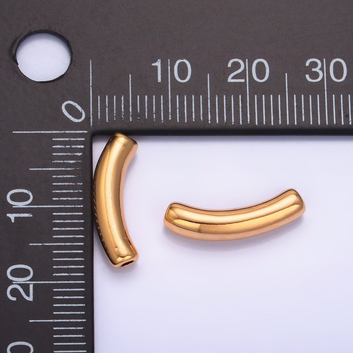 24K Gold Filled Minimalist Curved Tube Bead | B167 - DLUXCA