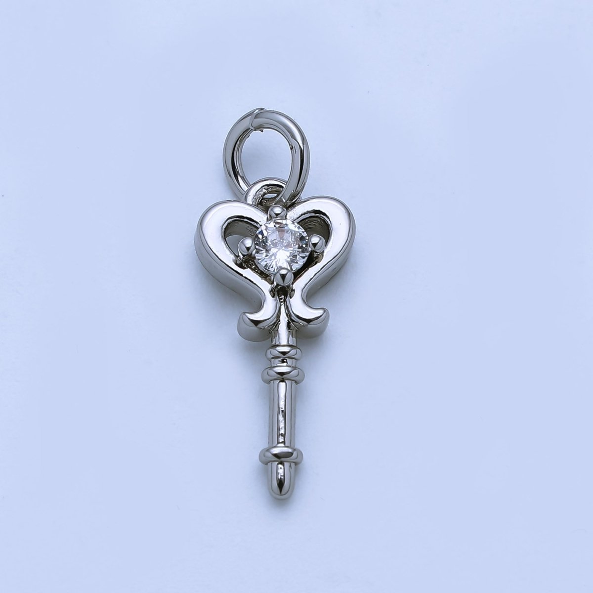 24K Gold Filled Minimalist CZ Key Lock Charm in Gold & Silver | AJ377 - DLUXCA