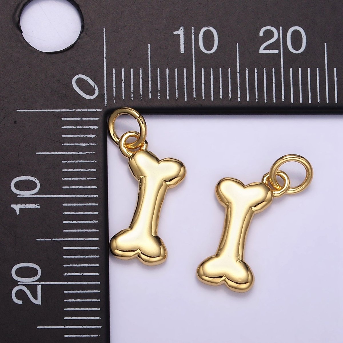 24K Gold Filled Minimalist Dog Bone Mini Charm | M126 - DLUXCA