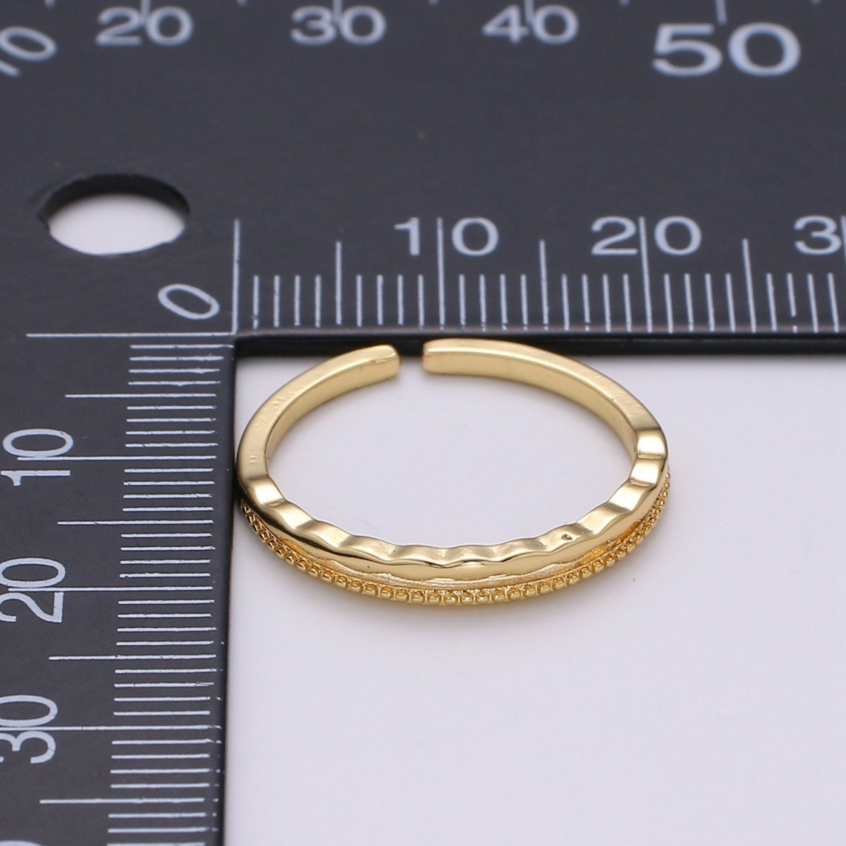 24K Gold Filled Minimalist Dotted Wavy Wave Band Ring | S133 - DLUXCA