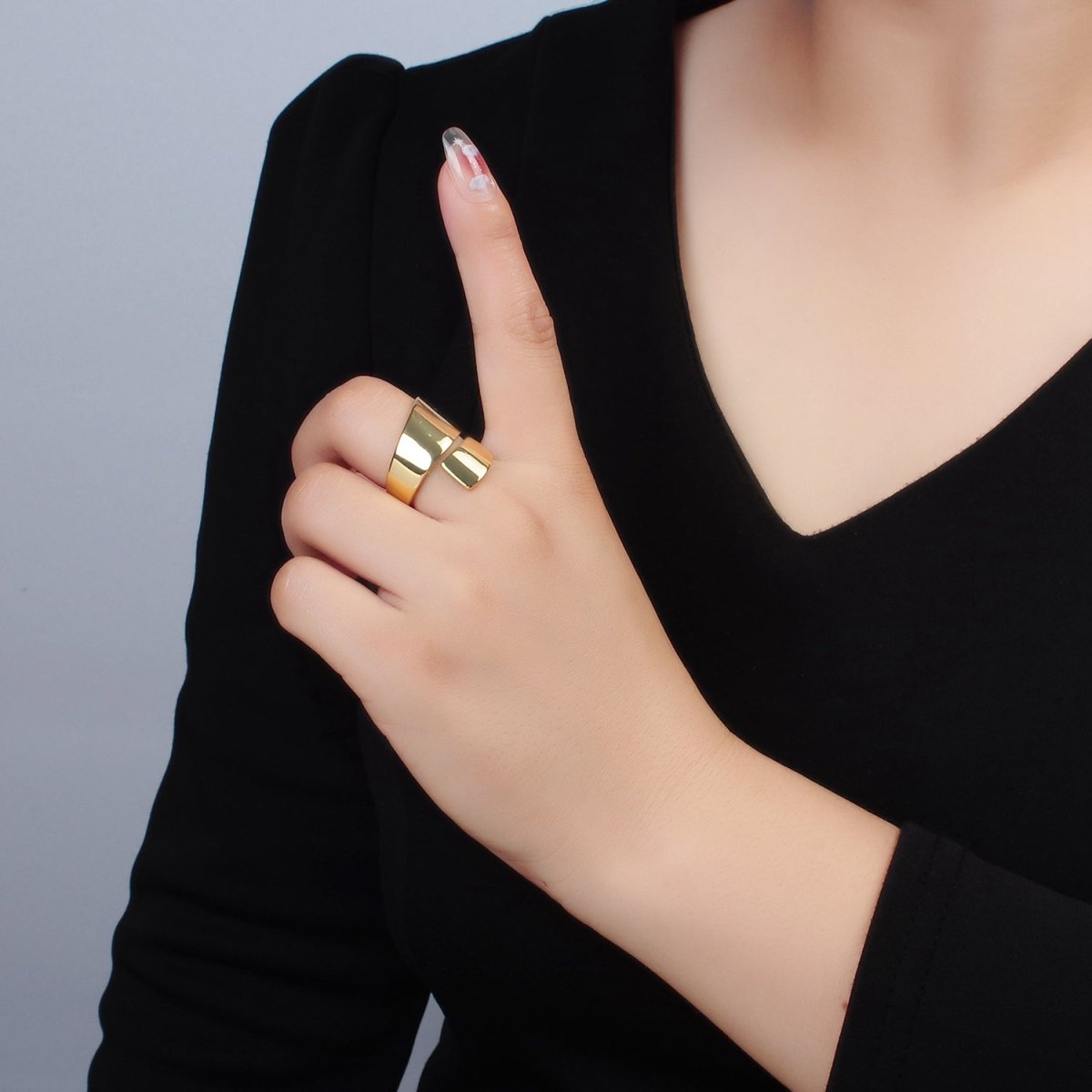 24K Gold Filled Minimalist Double Band Signet Wrap Ring | O1404 - DLUXCA