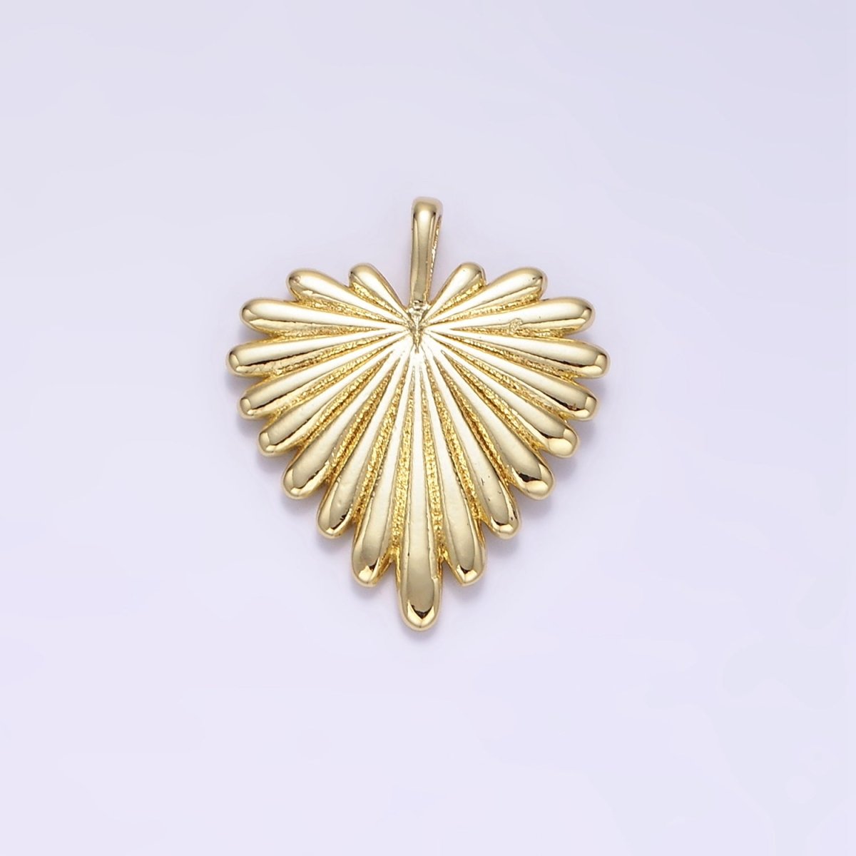 24K Gold Filled Minimalist Feather Heart Pendant | AA1338 - DLUXCA