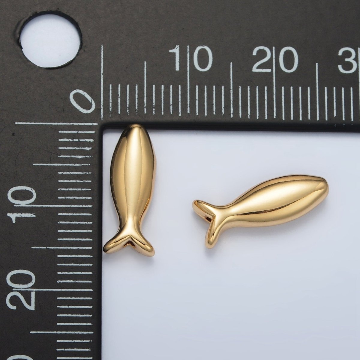 24K Gold Filled Minimalist Fish Silhouette Bead | B894 - DLUXCA