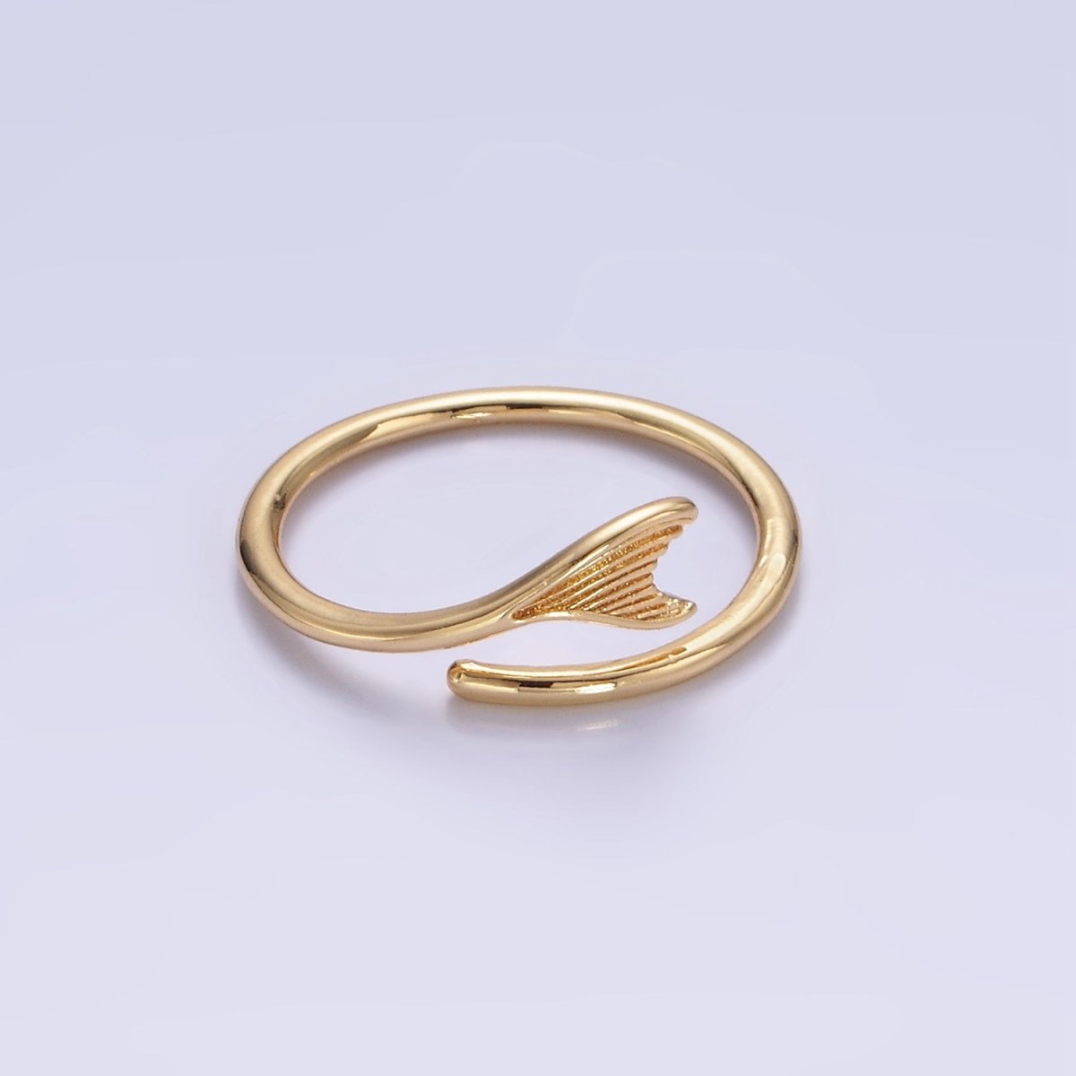 24K Gold Filled Minimalist Fish Tail Ring | O1262 - DLUXCA