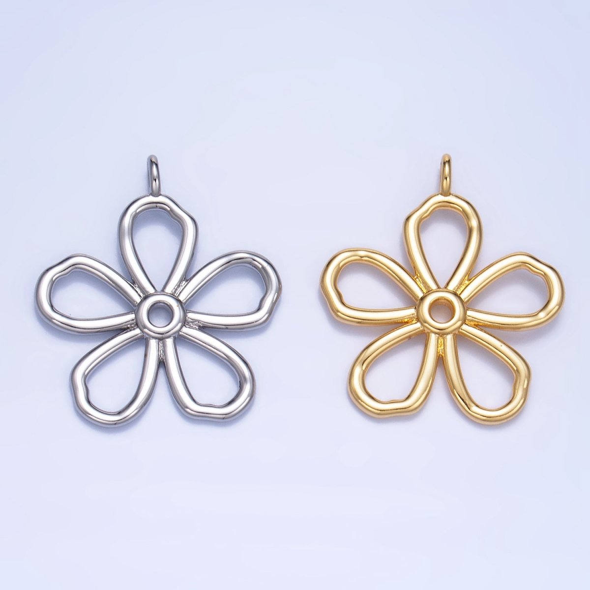 24K Gold Filled Minimalist Flower Pendant in Gold & Silver | AG947 - DLUXCA