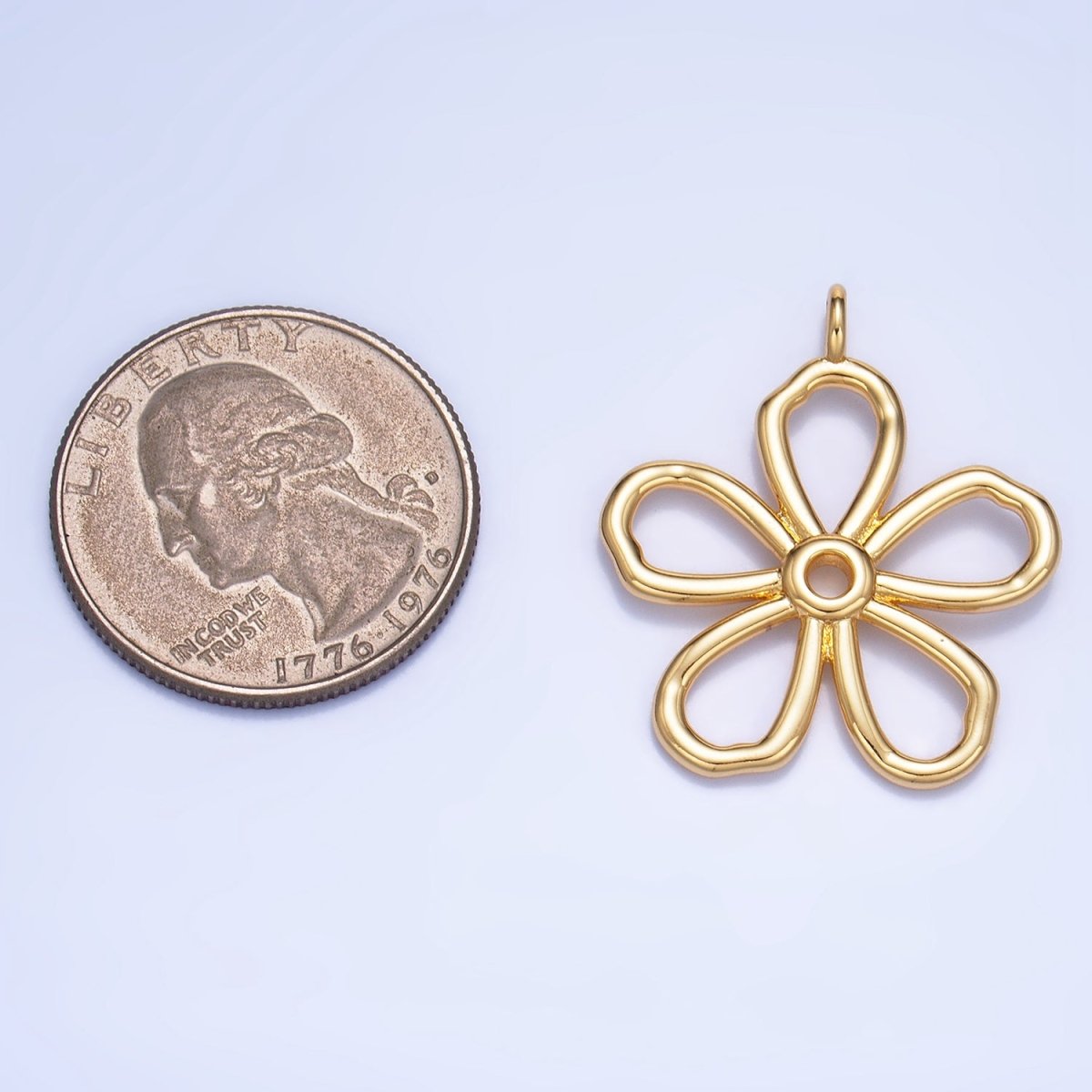 24K Gold Filled Minimalist Flower Pendant in Gold & Silver | AG947 - DLUXCA