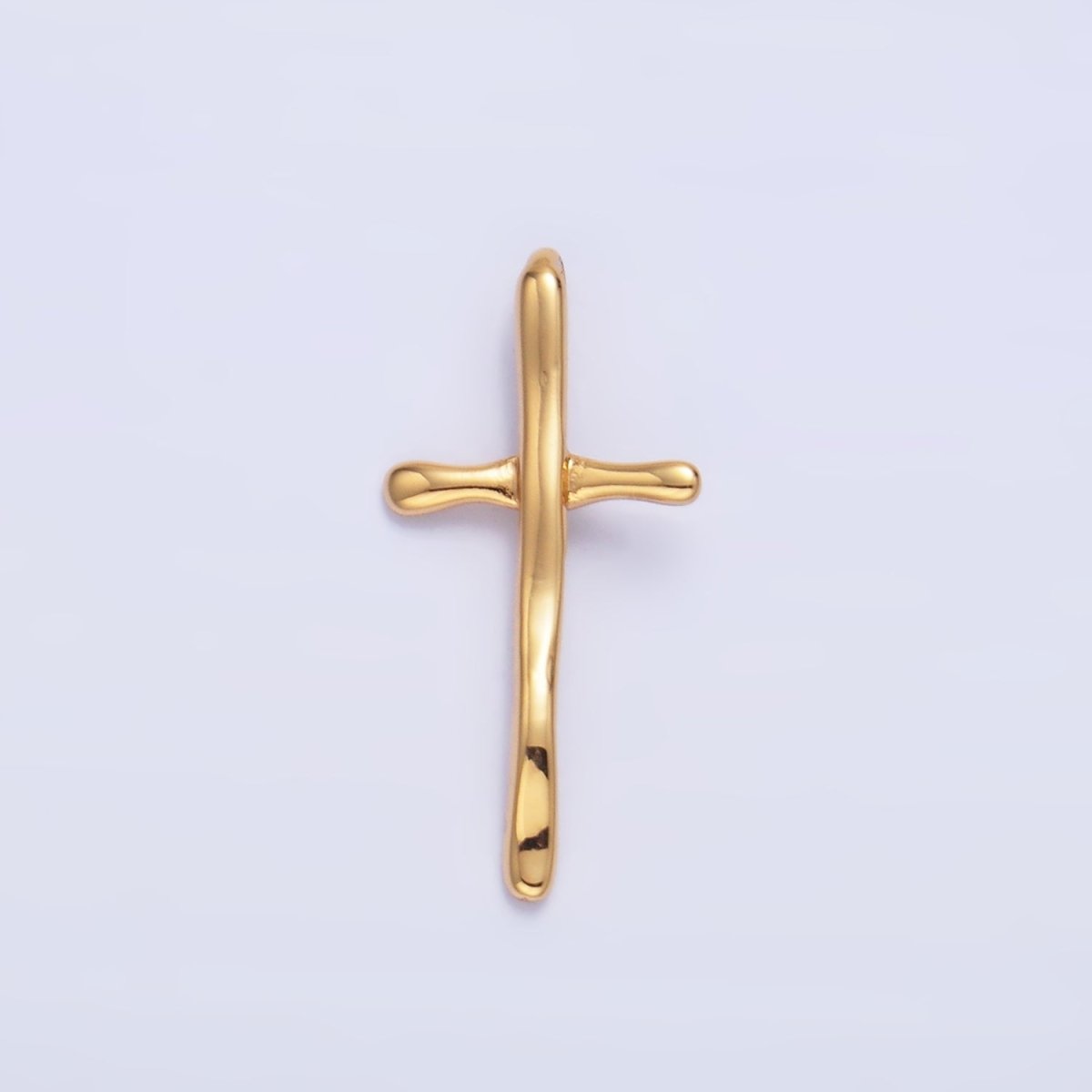 24K Gold Filled Minimalist Hammered Religious Cross Back Loop Pendant | W385 - DLUXCA