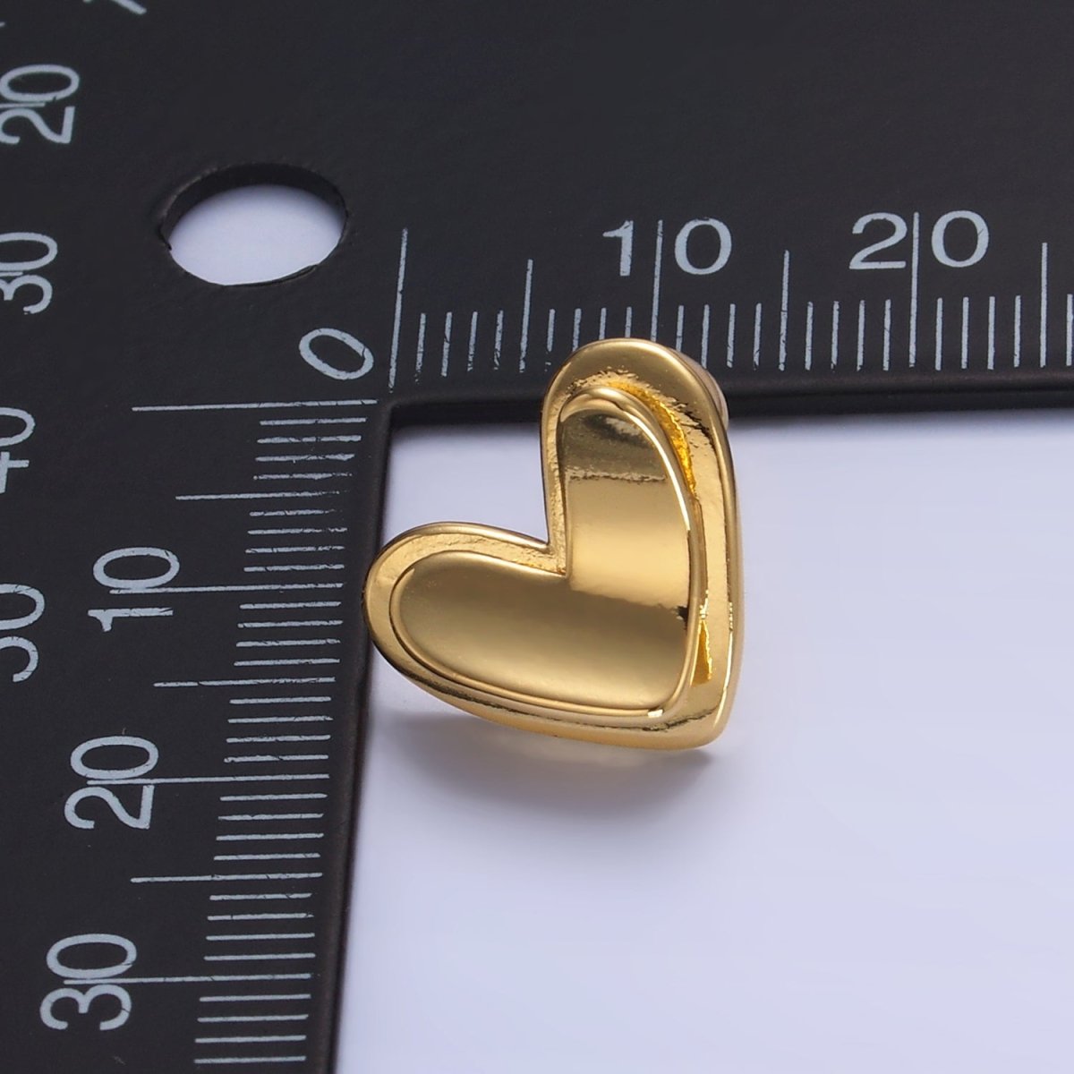 24K Gold Filled Minimalist Heart Stud Earrings in Gold & Silver | AB1411 AB1412 - DLUXCA