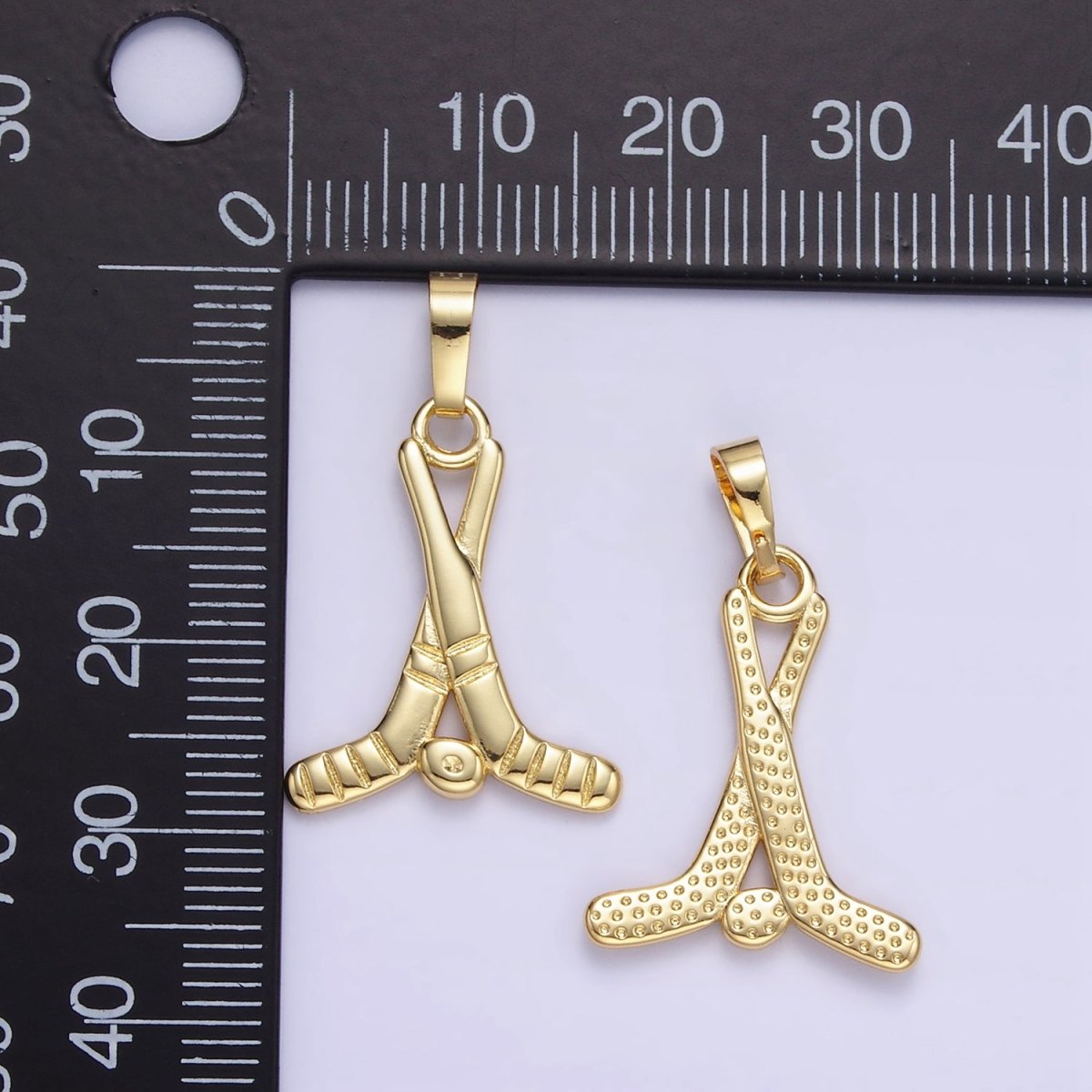 24K Gold Filled Minimalist Hockey Sticks Sports Charm | AH177 - DLUXCA