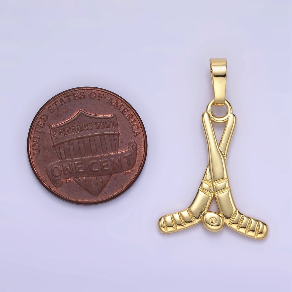 24K Gold Filled Minimalist Hockey Sticks Sports Charm | AH177 - DLUXCA