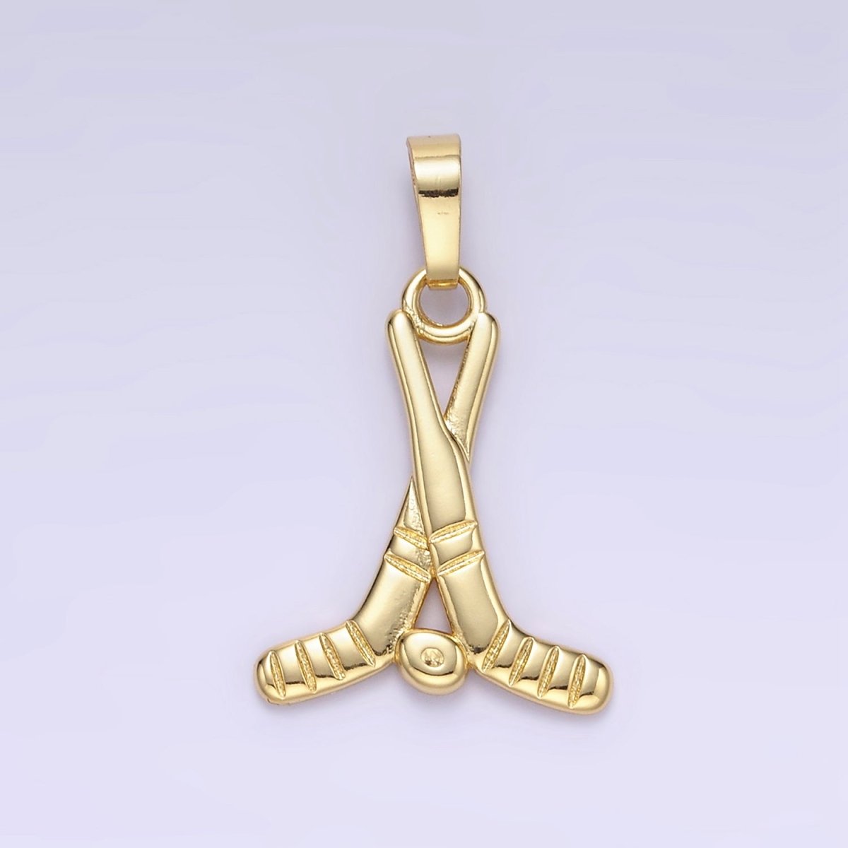 24K Gold Filled Minimalist Hockey Sticks Sports Charm | AH177 - DLUXCA