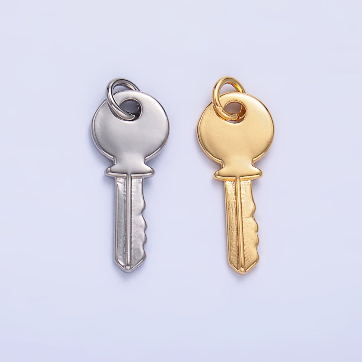 24K Gold Filled Minimalist Key Lock Charm in Gold & Silver | W404 - DLUXCA