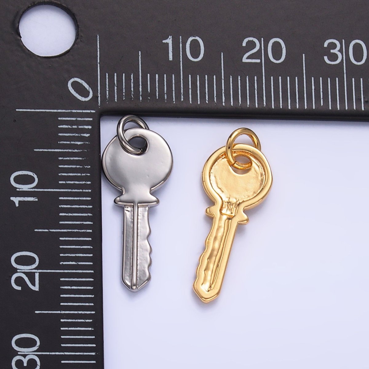 24K Gold Filled Minimalist Key Lock Charm in Gold & Silver | W404 - DLUXCA