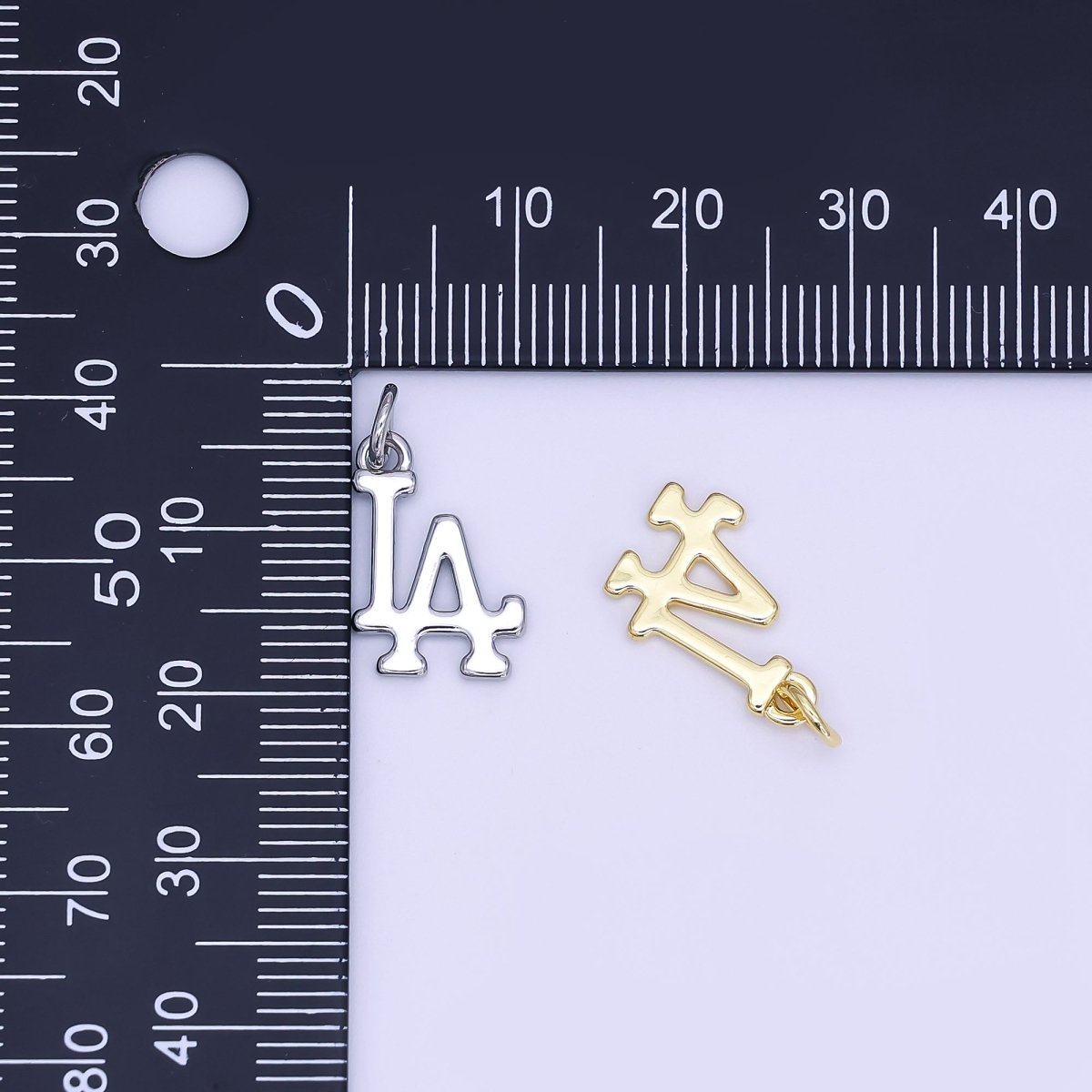 24K Gold Filled Minimalist "LA" Los Angeles City Charm in Gold & Silver | N059 - DLUXCA