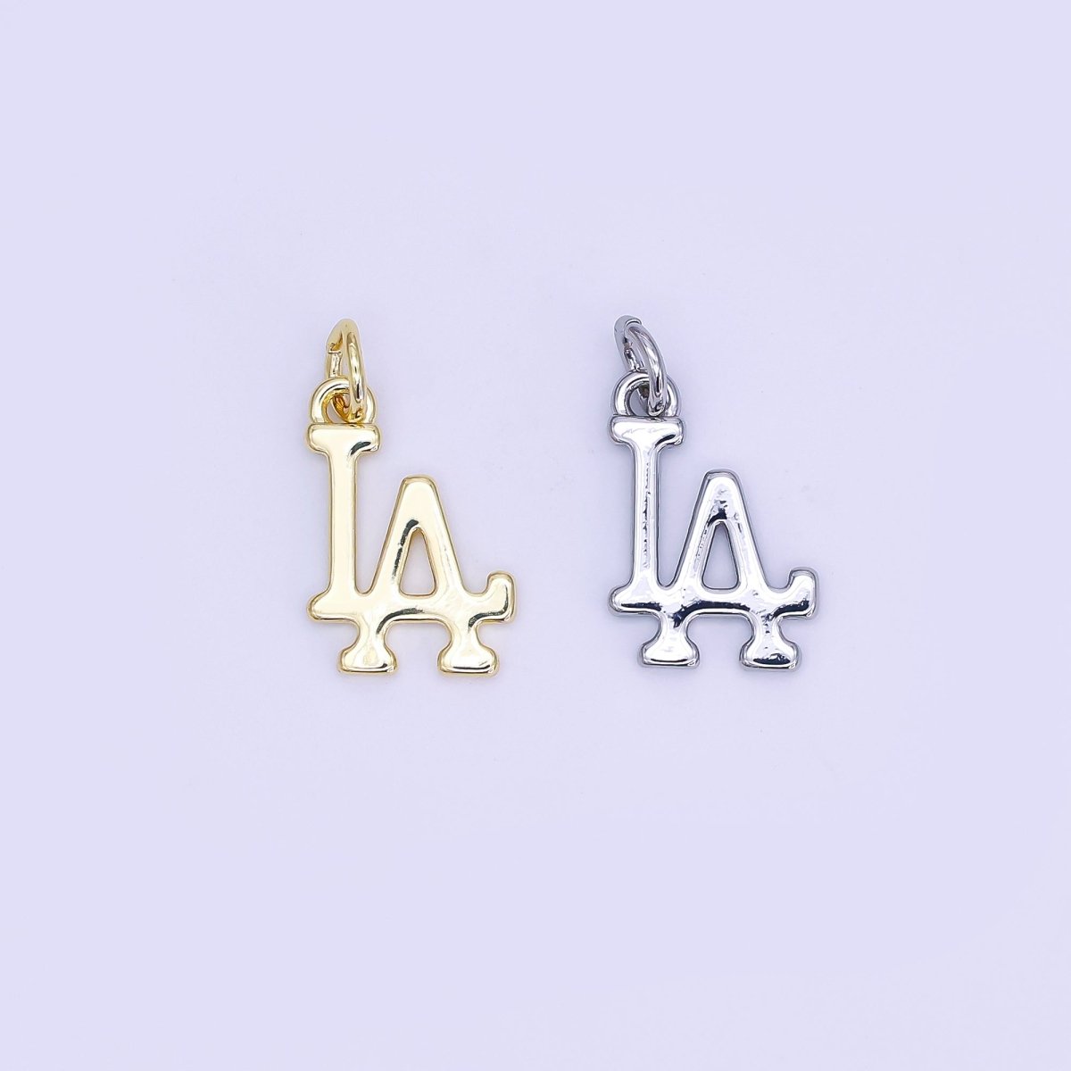 24K Gold Filled Minimalist "LA" Los Angeles City Charm in Gold & Silver | N059 - DLUXCA