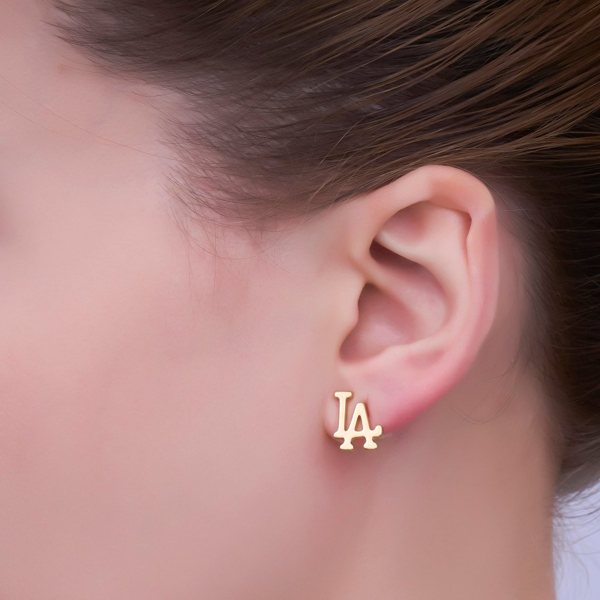 24K Gold Filled Minimalist LA Los Angeles Stud Earrings Stud in Gold & Silver | AB939 AB940 - DLUXCA