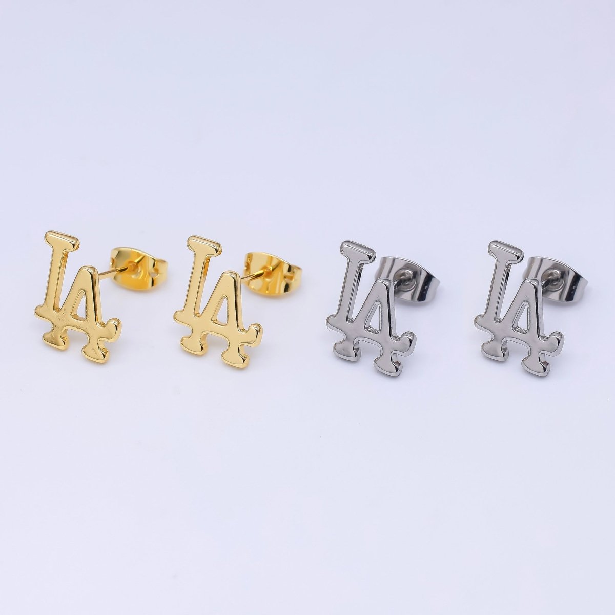 24K Gold Filled Minimalist LA Los Angeles Stud Earrings Stud in Gold & Silver | AB939 AB940 - DLUXCA