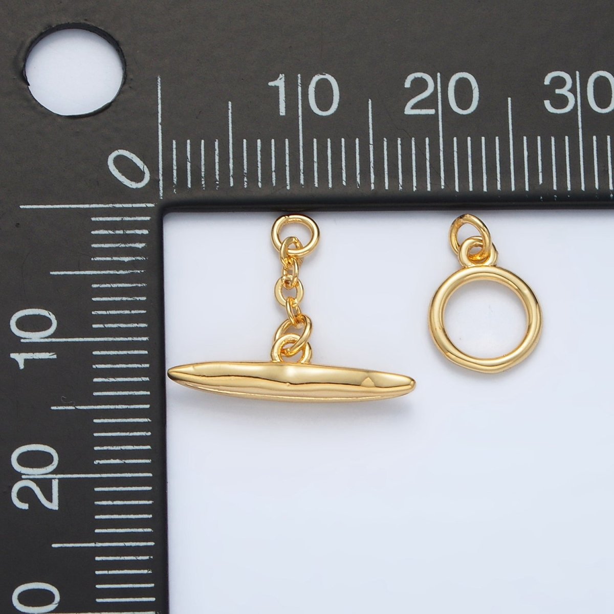 24K Gold Filled Minimalist Molten Toggle Clasps Closure Set | - DLUXCA